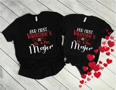 First Valentine's as Mr. and Mrs. Couples Shirts