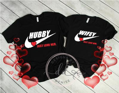 Just Love Hubby/Wifey Couples Shirts