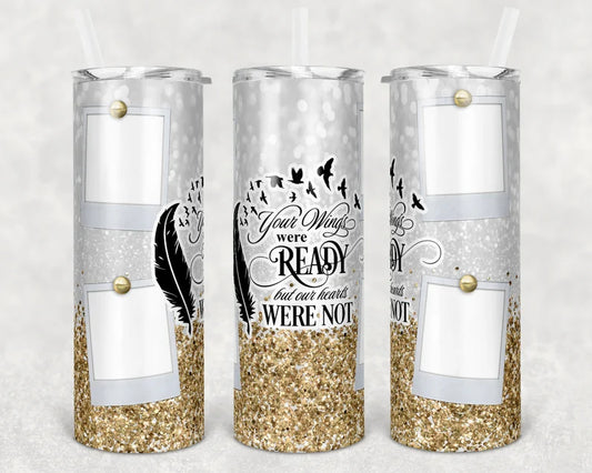 Gold Glitter Memorial Tumbler-4 Photo Slots